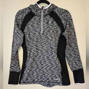 AVALANCHE 1/4 zip hoodie with pony tail & finger holes size Medium  color 🖤 🩶